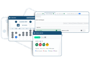 Vue de l'interface de saisie de la solution E-VALCES- permettant ensuite le calcul de la charge en soin grâce aux données collectées (soin réalisés renseigné dans le dossier patient)